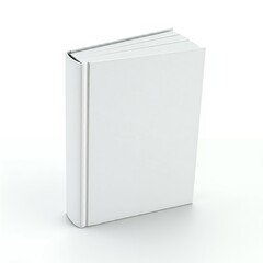 Naklejka premium A blank white book standing upright on a white background.