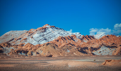 Winter and snow. Atacama desert in Chile and Andes mountains