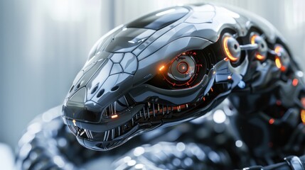 Artistic abstract cyberpunk style futuristic snake robot, AI generated image