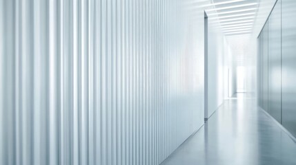 Obraz premium Facade of a sleek white tin metal wall. Modern cladding design of an office building highlights unique architectural features with ample copy space.