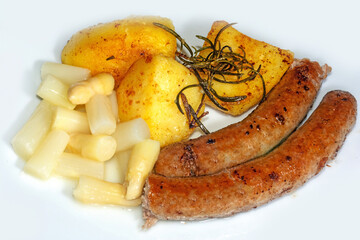 Bratwurst mit Spargel