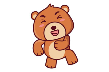 Happy Cute Bear Dancing Illustration