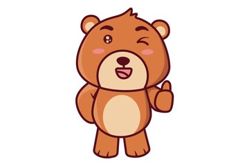 Cute Bear Winking and Giving Thumbs Up Illustration