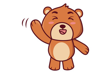 Cute Bear Raise Hand Illustration