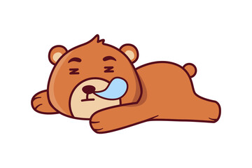 Cute Bear Sleeping Illustration
