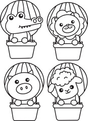 Animal on ballon coloring