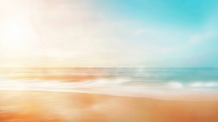 Obraz premium Summer sunny coast abstract backdrop captures a vibrant vertical blend of blurred beach and sky, creating a serene atmosphere perfect for projects needing a summer sunny coast theme.