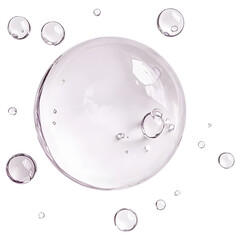 Hyaluronic Acid Bubbles and Clear Collagen Drops Isolated on Transparent Background
