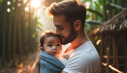 A joyful moment between a mother and her son in a summer park, filled with love and happiness