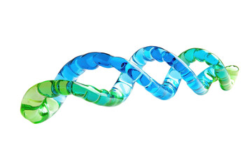 Colorful 3D DNA helix model, representing genetic science and biotechnology with a vibrant, abstract design.