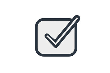 Minimalist checkbox icon with a sleek design, symbolizing completion and approval in digital formats. Perfect for UI/UX and web design.