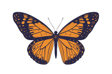 Fototapeta premium Illustration of a vibrant monarch butterfly with detailed orange and black wings, showcasing intricate patterns and natural beauty in flight.