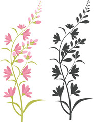 Vector illustration of floral silhouette design