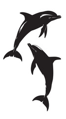 Naklejka premium Dolphins silhouette isolated in White background