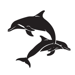 Fototapeta premium Dolphins silhouette isolated in White background