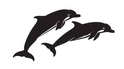 Naklejka premium Dolphins silhouette isolated in White background