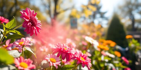 a close-up of brightly colored flowers with vibrant hues and intricate details in a natural setting	