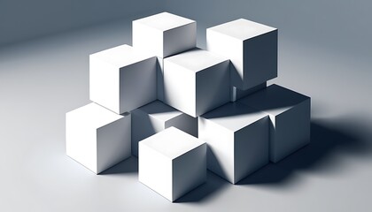 Obraz premium a digital photo of a group of stacked white cubes arranged in a modern and minimalistic composition 