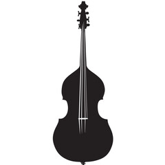 Fototapeta premium Double bass silhouette isolated on white background 
