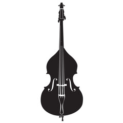 Naklejka premium Double bass silhouette isolated on white background 