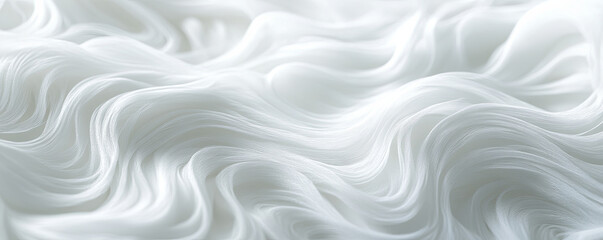 Obraz premium Soft, flowing white texture resembling waves or silk, creating light and airy feel. This abstract design evokes sense of calm and tranquility