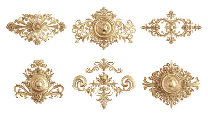Elegant Golden Baroque Ornaments Collection With Intricate Designs Generative AI