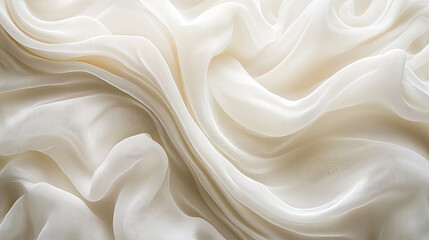 Obraz premium Soft white silk like fabric with elegant flowing patterns and textures. delicate waves create serene and calming atmosphere, perfect for various design applications