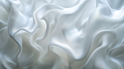 Obraz premium Soft white silk like fabric with elegant flowing patterns, creating serene and delicate atmosphere. gentle waves evoke sense of tranquility and sophistication