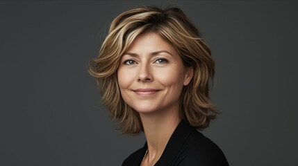 Fototapeta premium A woman with blonde hair and a black shirt