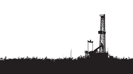 Drill rig silhouette isolated on white background