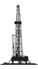Obraz premium Drill rig silhouette isolated on white background