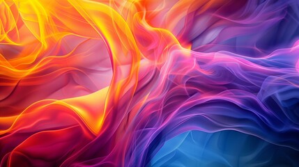 Obraz premium An abstract close-up of colorful flames dancing in a dark space, blending orange, red, and yellow hues.