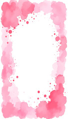 Pink watercolor background. Hand painted rectangular frame. Tamplate for card, invitation design. 