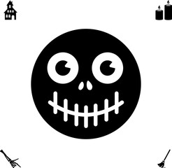 Horror and scary halloween faces silhouette icon, Pumpkin, emoji and tattoo ghost smile spooky jack evil mouth eyes scary silhouette illustration 