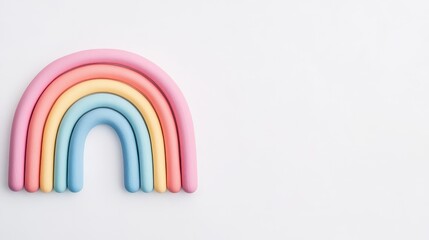 Fototapeta premium Colorful clay rainbow on a white background, perfect for art projects, educational use, or creative design elements.