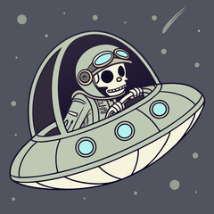 cartoon rocket in space