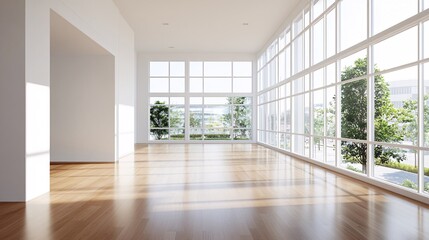 Fototapeta premium Empty Modern Office Space with Large Windows