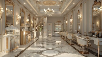 Fototapeta premium Luxury beauty salon interior, AI generated image