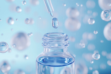 Serum bottle with pipette releasing a precise drop