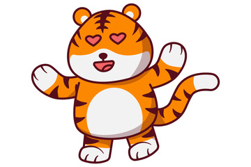 Cute Tiger With Loving Eyes Illustration