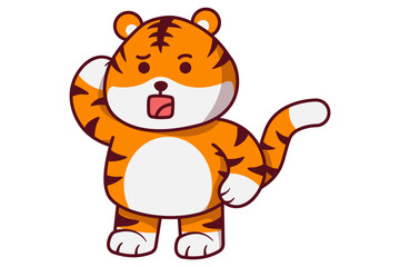Cute Tiger Standing in Confusion Illustration