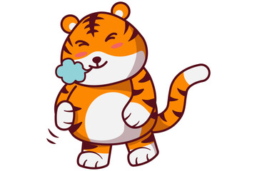 Cute Tiger Touching its Belly Illustration