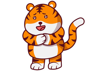 Cute Tiger with Watery Eyes Illustration