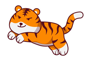 Cute Tiger Running Pose Illustration
