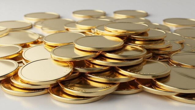  3d rander A glimmering collection of gold coins piled together capturing the essence of wealth and prosperity in a stunning display