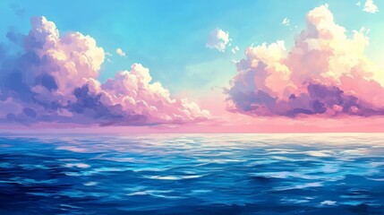 Obraz premium cinematic calm weather on sea or ocean with clouds