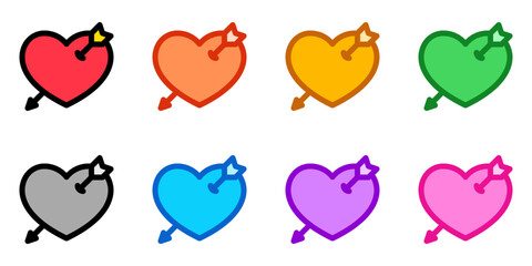 Editable heart struck by arrow vector icon. Wedding, valentine, love, celebration. Part of a big icon set family. Perfect for web and app interfaces, presentations, infographics, etc