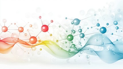 Colorful lattice pattern with molecules in red, green, and blue, forming a storm-like shape on white.