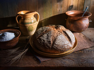 traditional bread and a jug