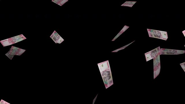 3D render rupiah money falling